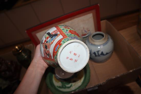 A quantity of assorted Oriental ceramics, carved wood and metalware